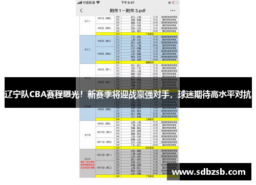 辽宁队CBA赛程曝光！新赛季将迎战豪强对手，球迷期待高水平对抗